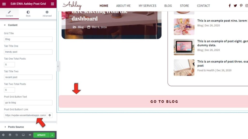 Blog Button Ashley WordPress blog theme